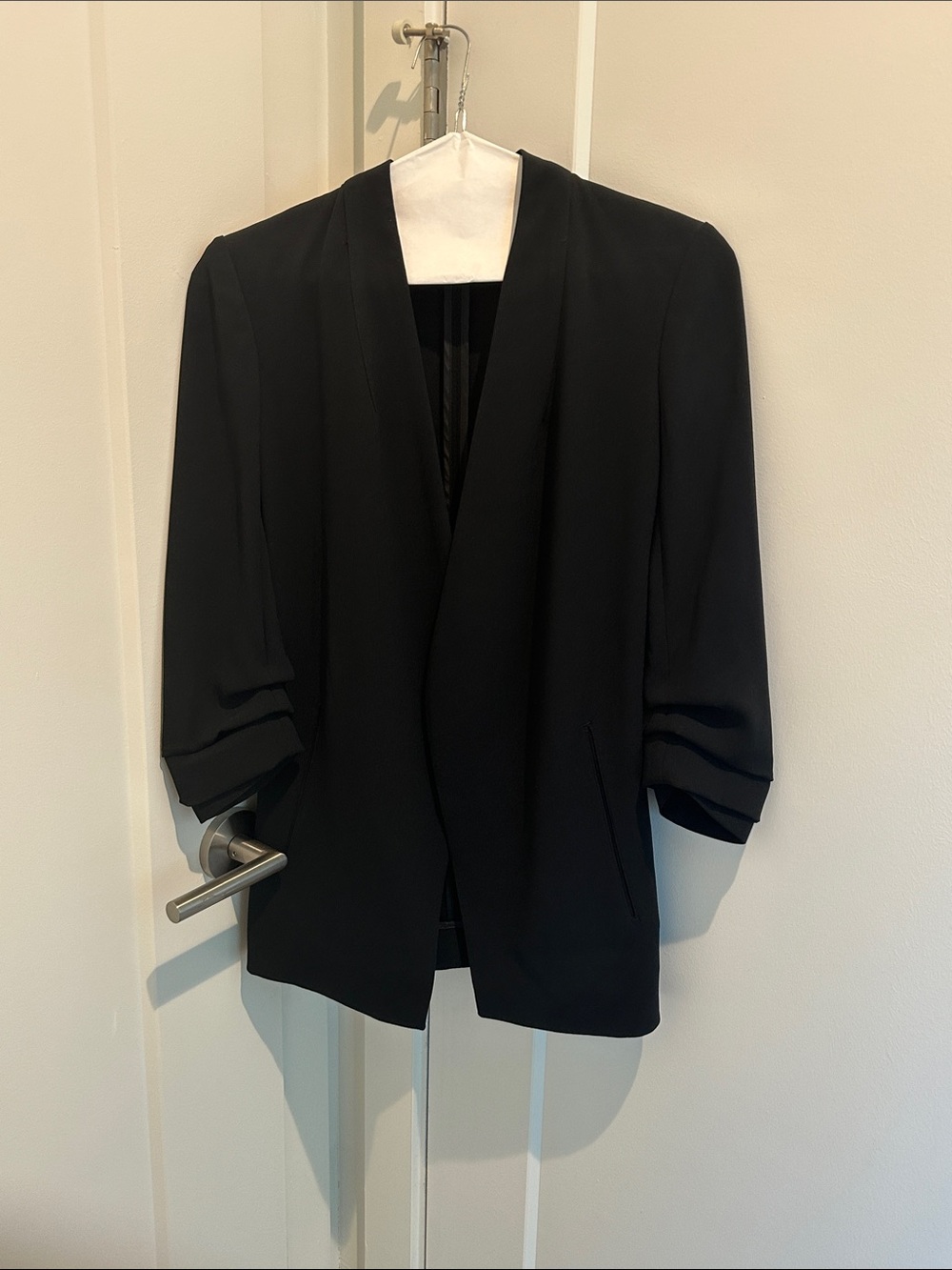 Aritzia Black Draped Open-Front Blazer 00